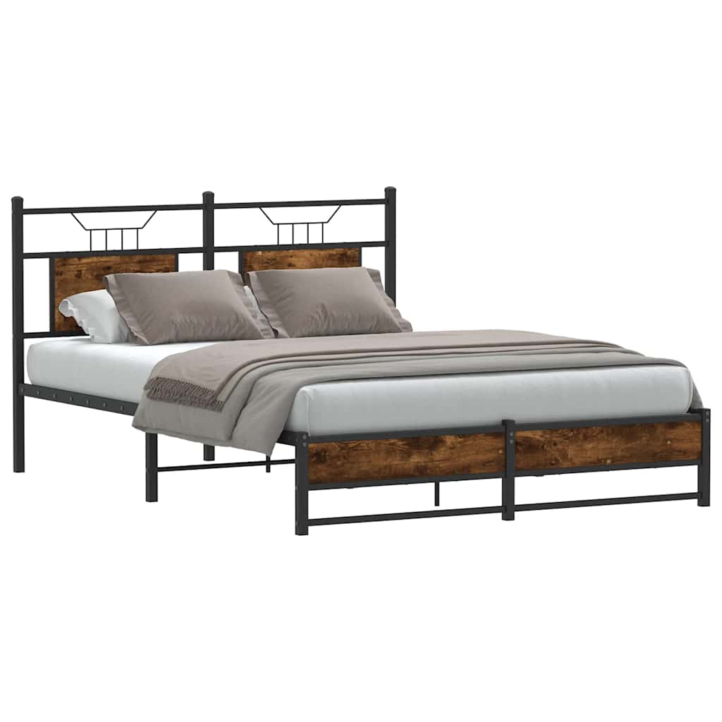 füstös tölgy színű szerelt fa ágykeret matrac nélkül 140x190 cm