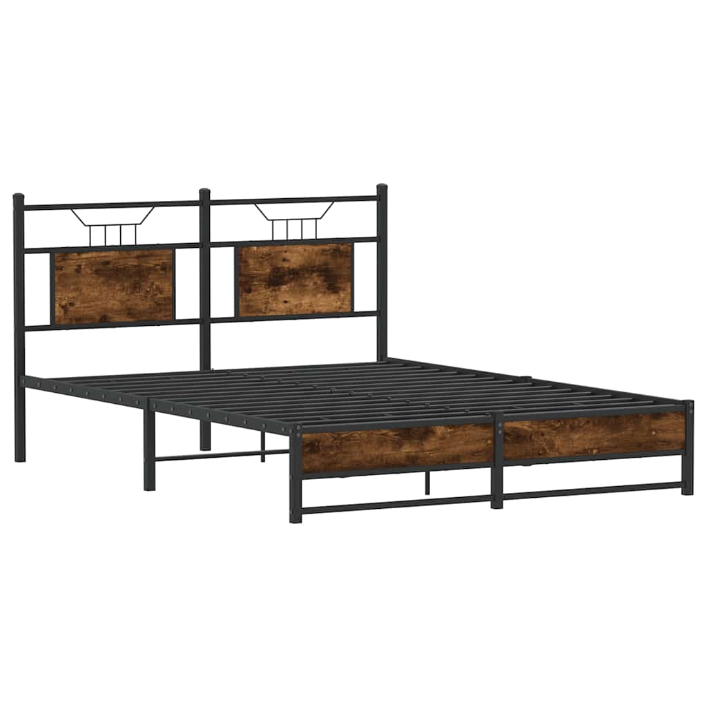 füstös tölgy színű szerelt fa ágykeret matrac nélkül 140x190 cm