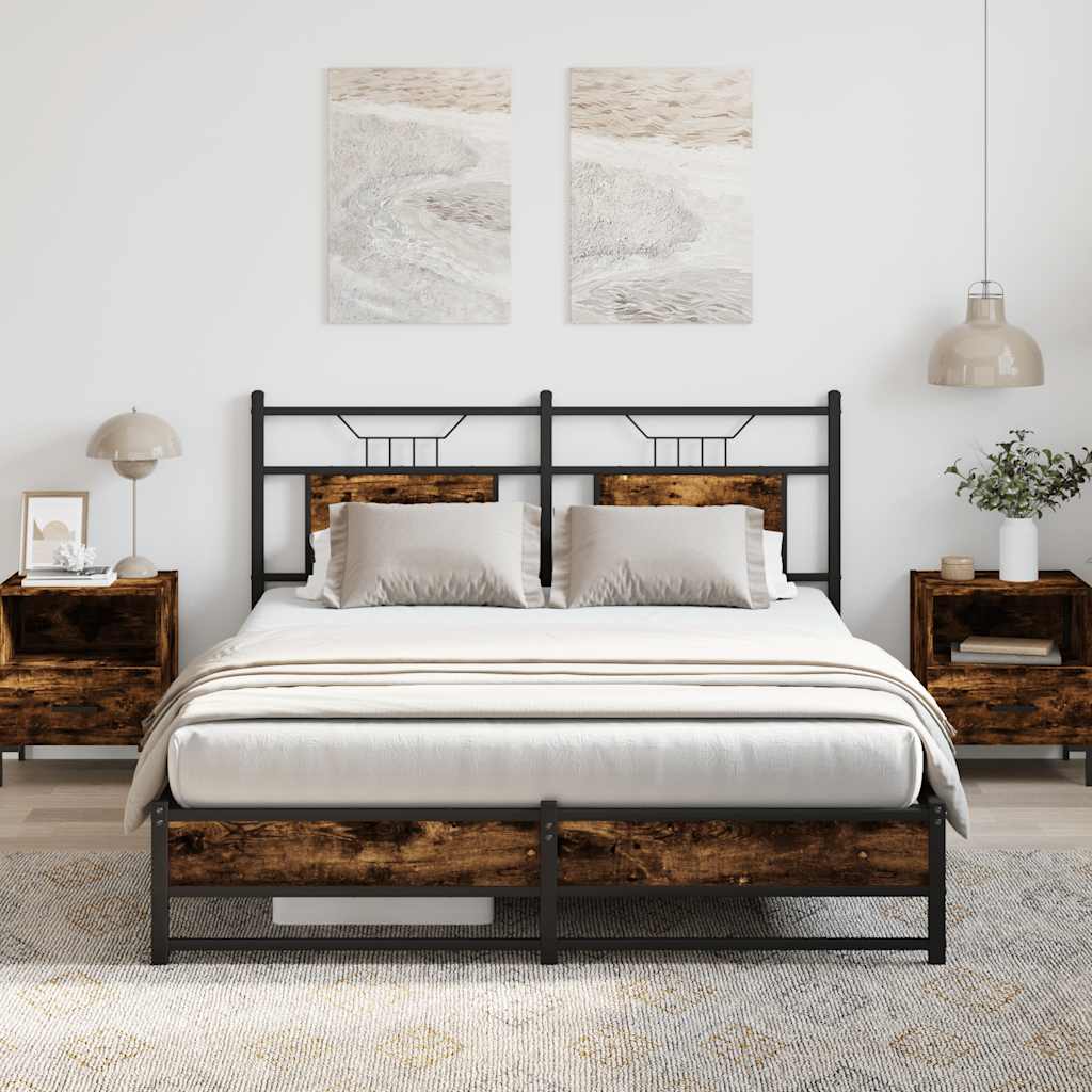 füstös tölgy színű szerelt fa ágykeret matrac nélkül 140x190 cm