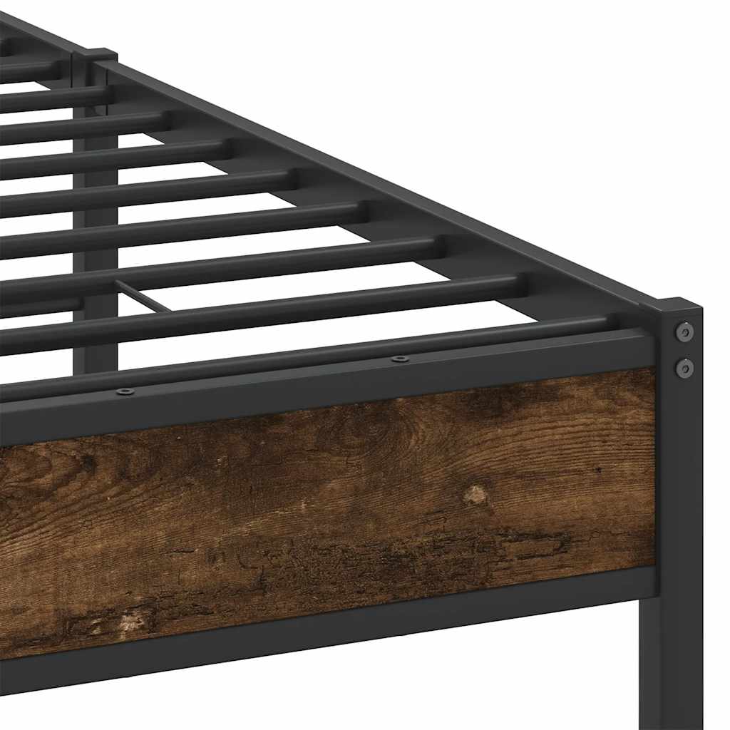 füstös tölgy színű szerelt fa ágykeret matrac nélkül 150x200 cm