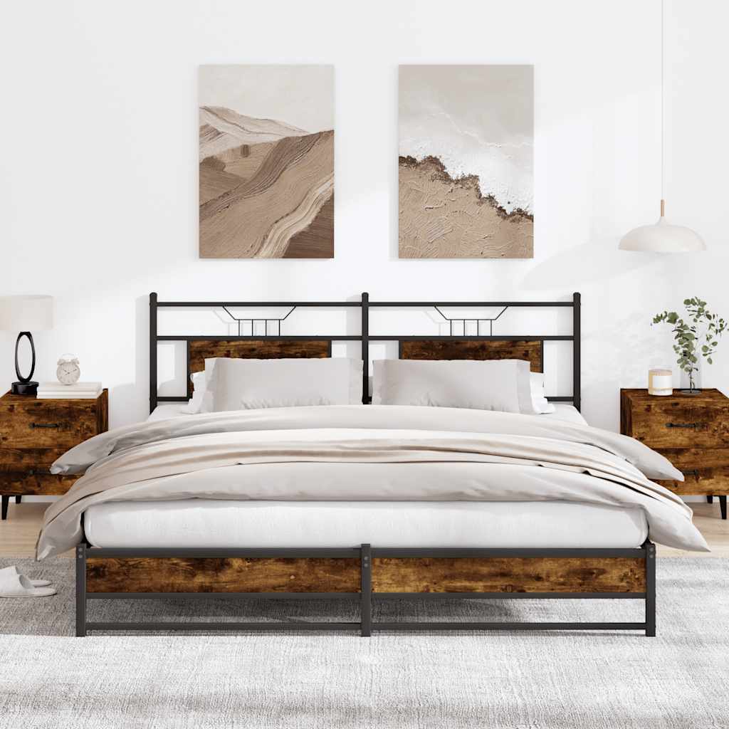 füstös tölgy színű szerelt fa ágykeret matrac nélkül 160x200 cm