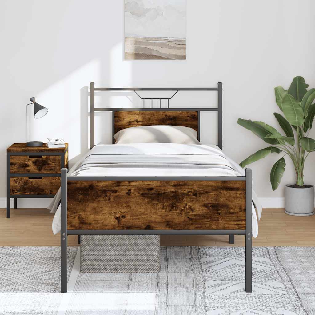 füstös tölgy színű szerelt fa ágykeret matrac nélkül 80x200 cm
