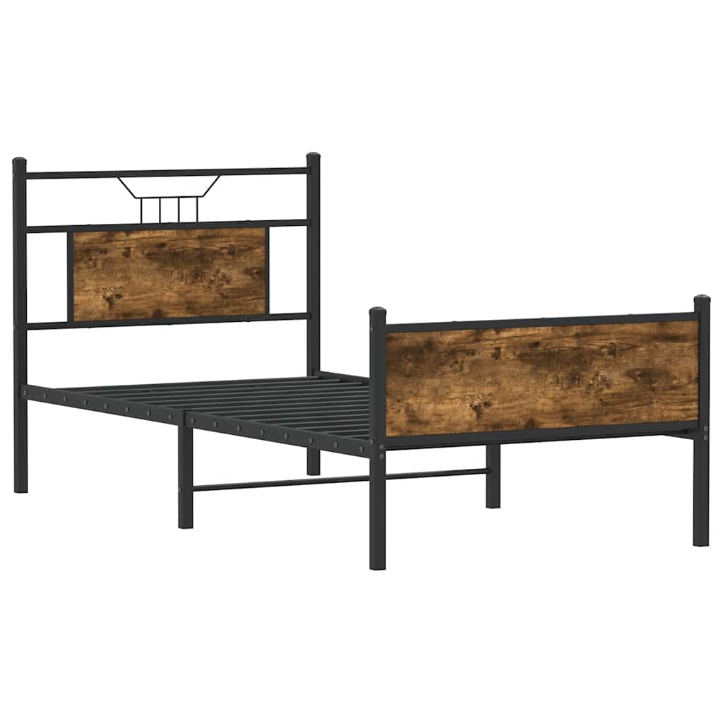 füstös tölgy színű szerelt fa ágykeret matrac nélkül 90x190 cm