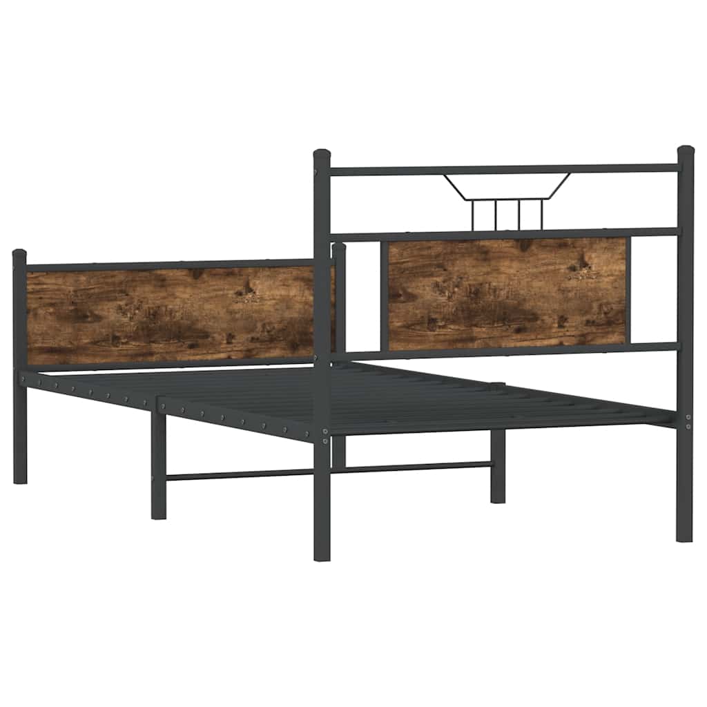 füstös tölgy színű szerelt fa ágykeret matrac nélkül 90x190 cm