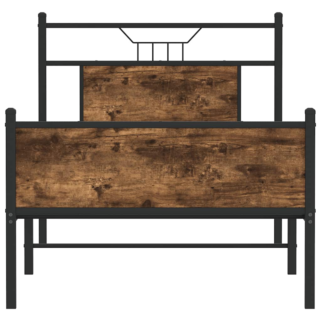 füstös tölgy színű szerelt fa ágykeret matrac nélkül 90x200 cm