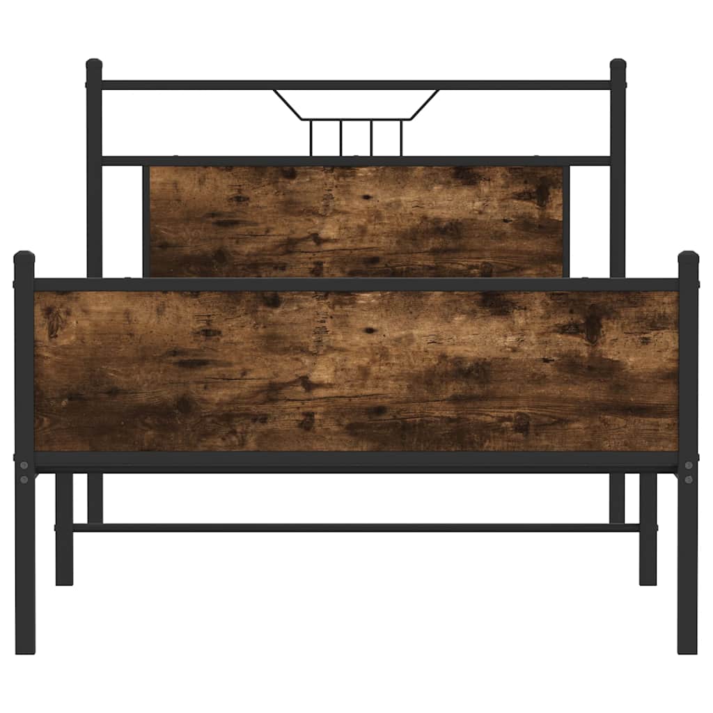 füstös tölgy színű szerelt fa ágykeret matrac nélkül 90x190 cm