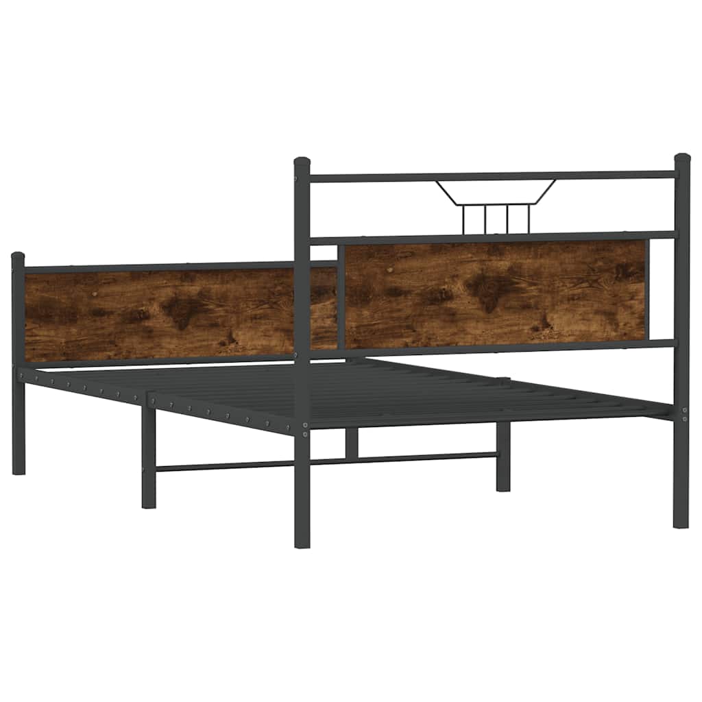 füstös tölgy színű szerelt fa ágykeret matrac nélkül 90x190 cm