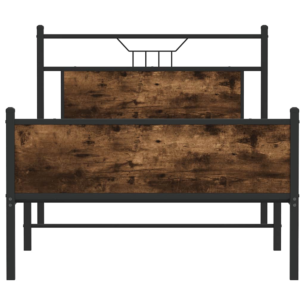 füstös tölgy színű szerelt fa ágykeret matrac nélkül 107x203 cm