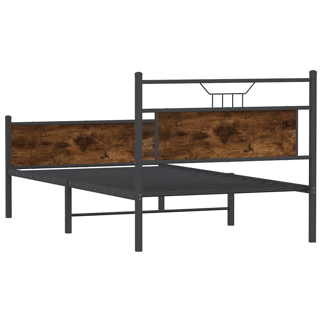 füstös tölgy színű szerelt fa ágykeret matrac nélkül 107x203 cm