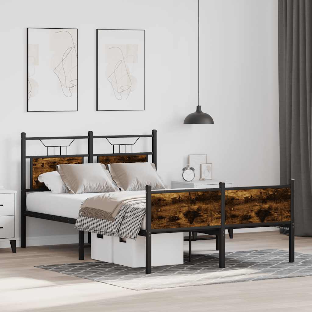 füstös tölgy színű szerelt fa ágykeret matrac nélkül 120x190 cm