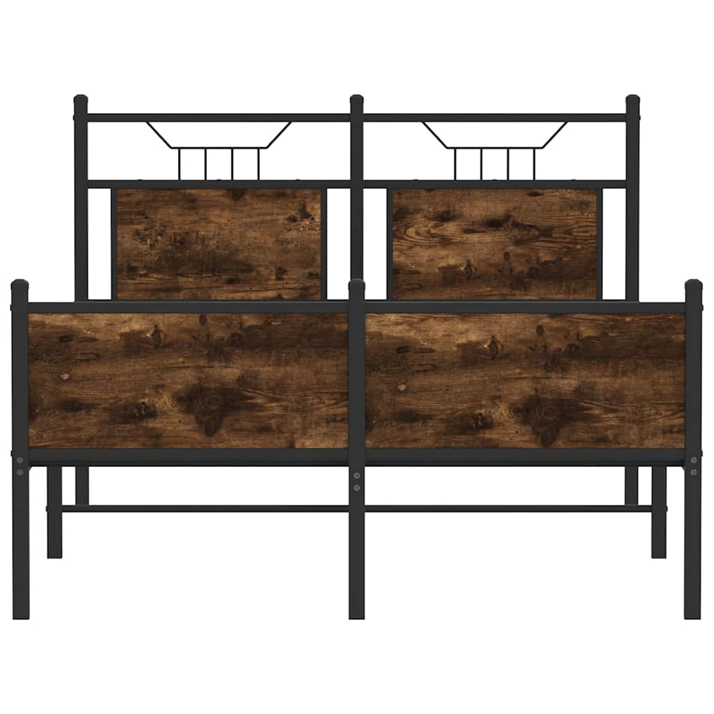 füstös tölgy színű szerelt fa ágykeret matrac nélkül 120x190 cm