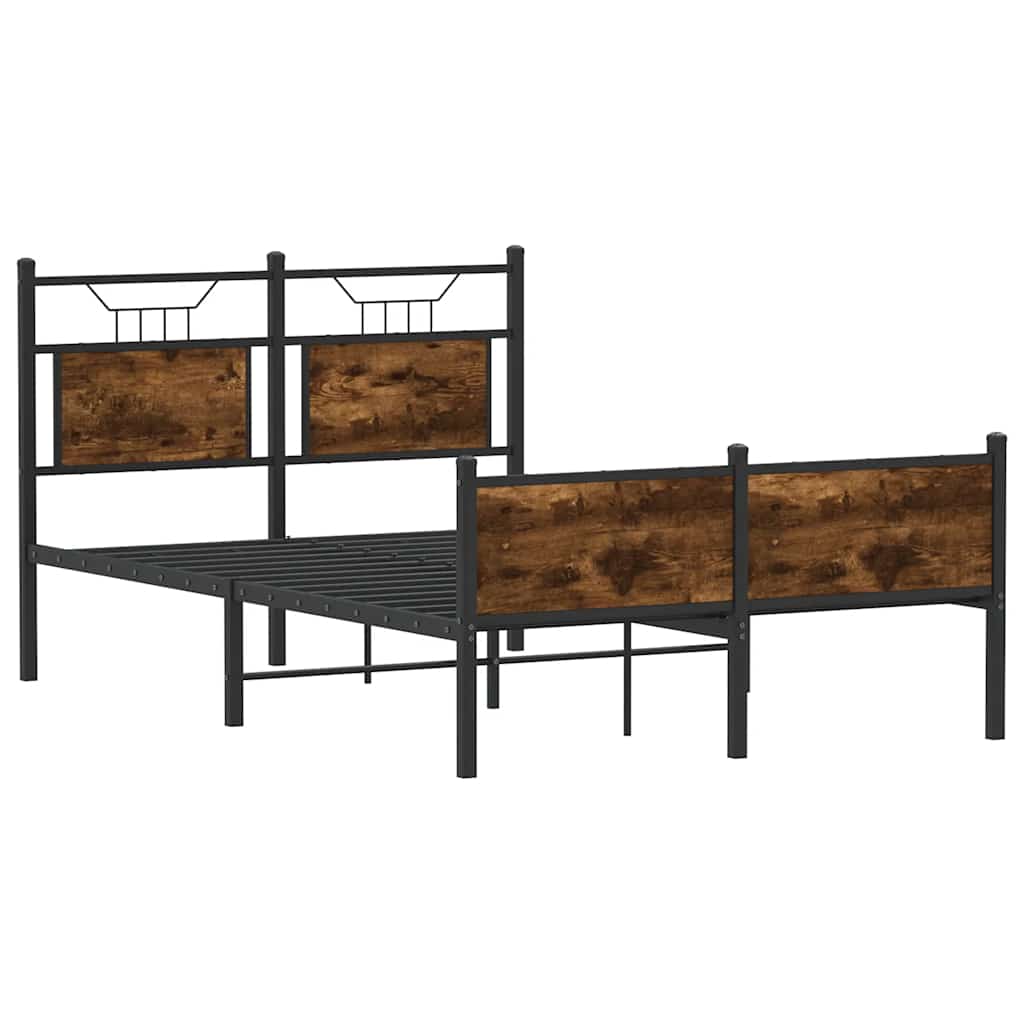 füstös tölgy színű szerelt fa ágykeret matrac nélkül 120x200 cm
