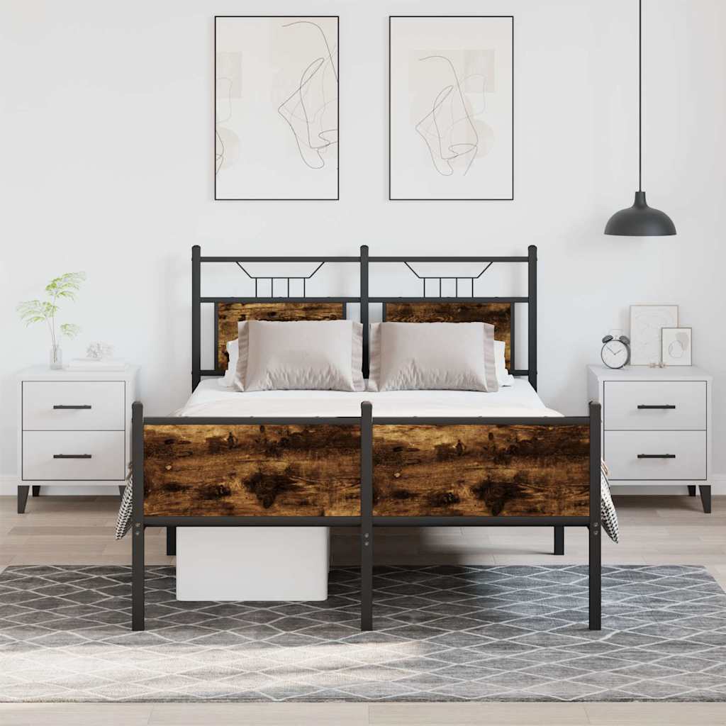 füstös tölgy színű szerelt fa ágykeret matrac nélkül 120x200 cm
