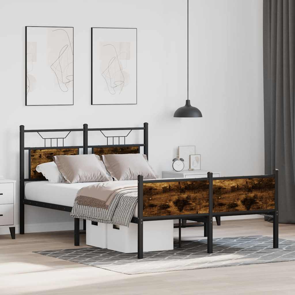 füstös tölgy színű szerelt fa ágykeret matrac nélkül 120x200 cm