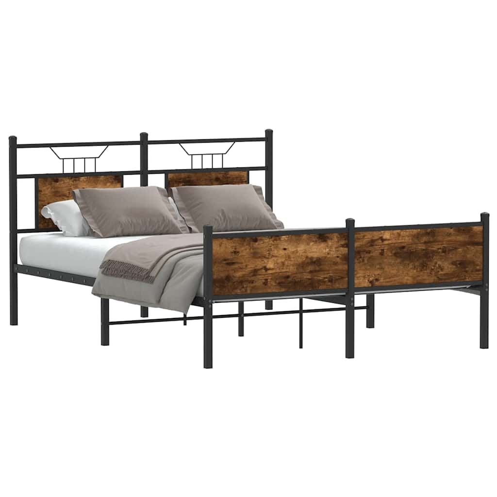 füstös tölgy színű szerelt fa ágykeret matrac nélkül 137x190 cm