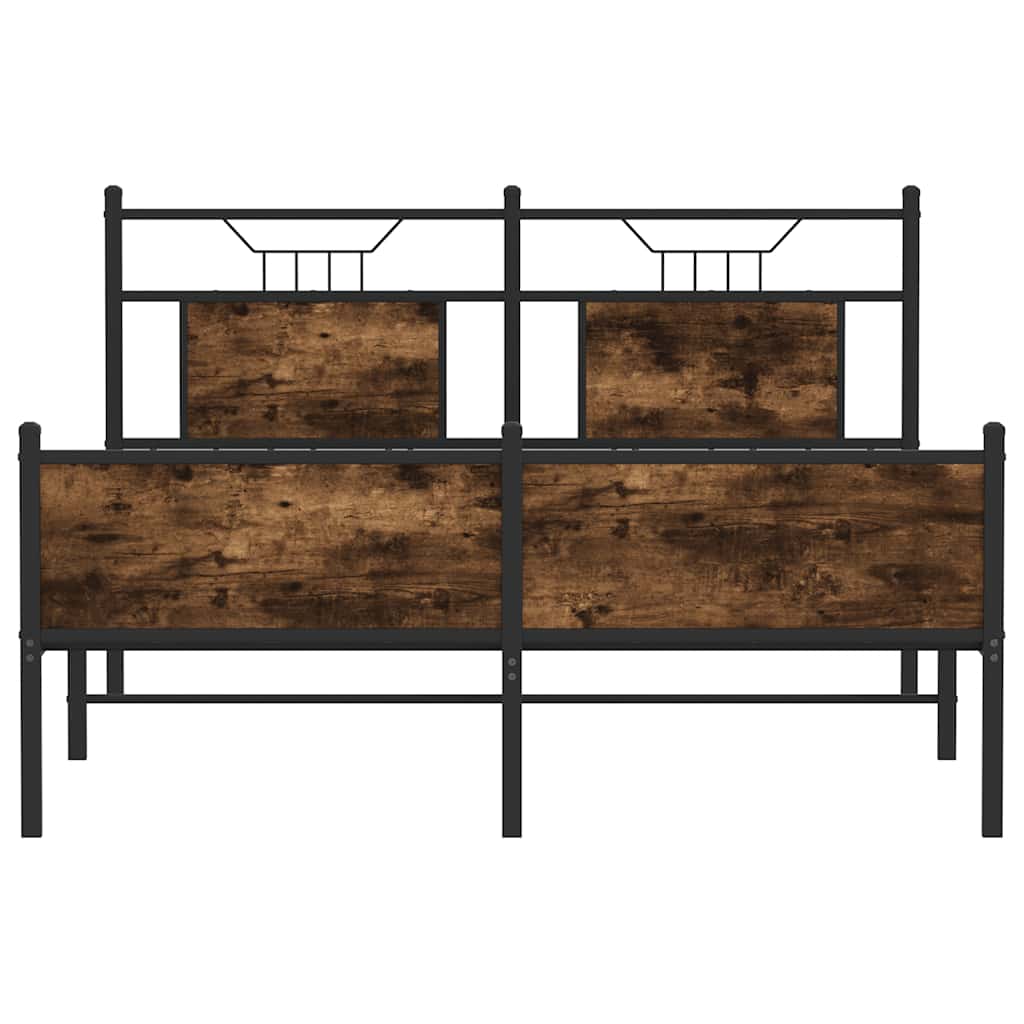 füstös tölgy színű szerelt fa ágykeret matrac nélkül 140x190 cm