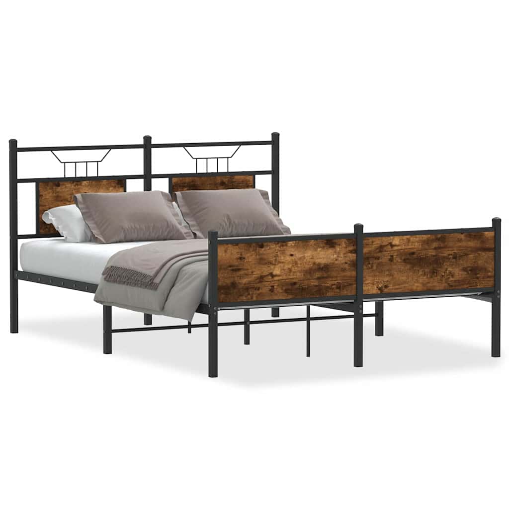 füstös tölgy színű szerelt fa ágykeret matrac nélkül 150x200 cm