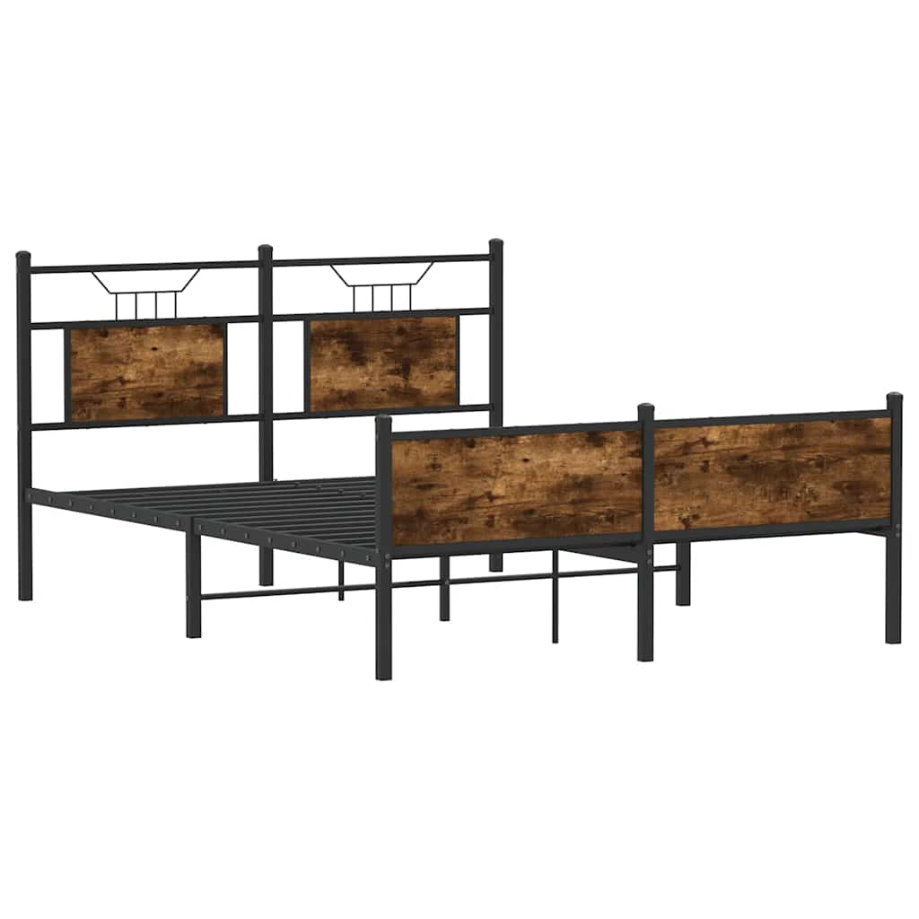 füstös tölgy színű szerelt fa ágykeret matrac nélkül 150x200 cm