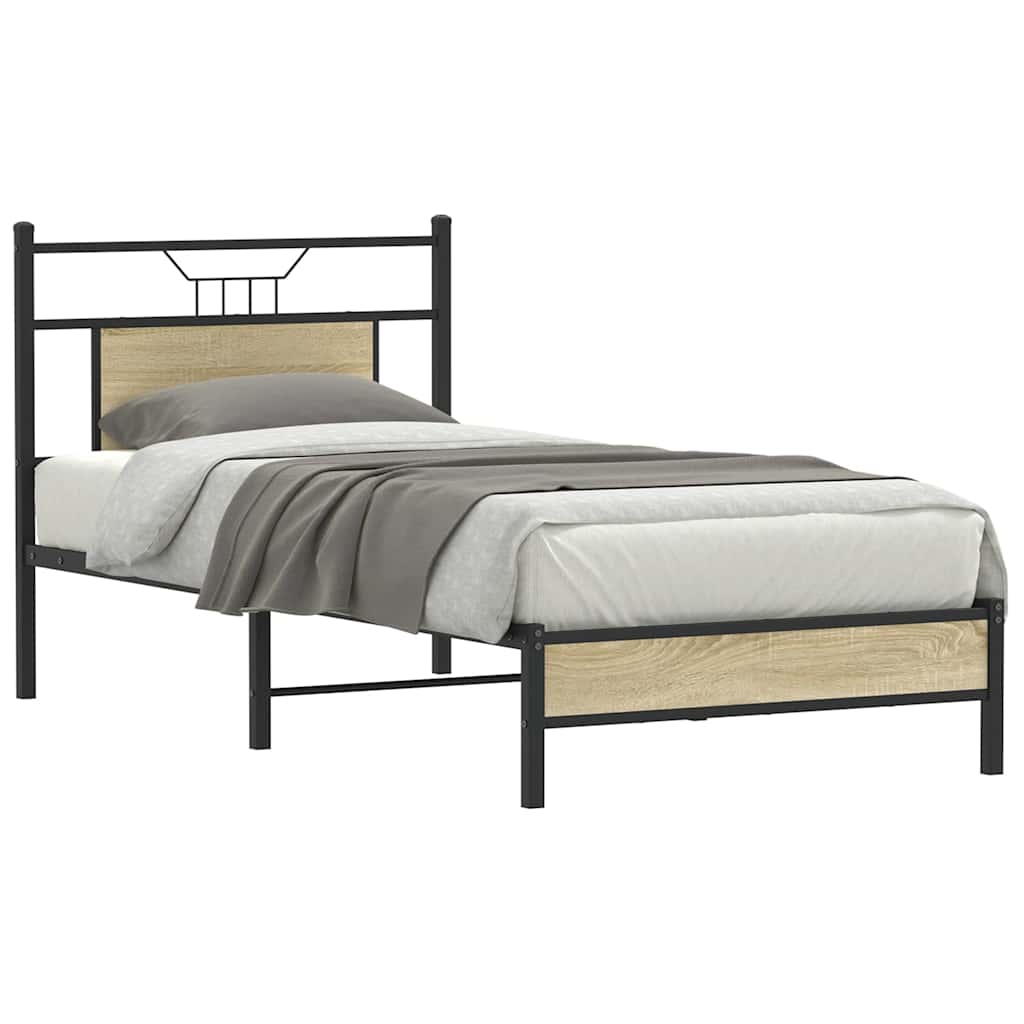 sonoma tölgy színű szerelt fa ágykeret matrac nélkül 75x190 cm