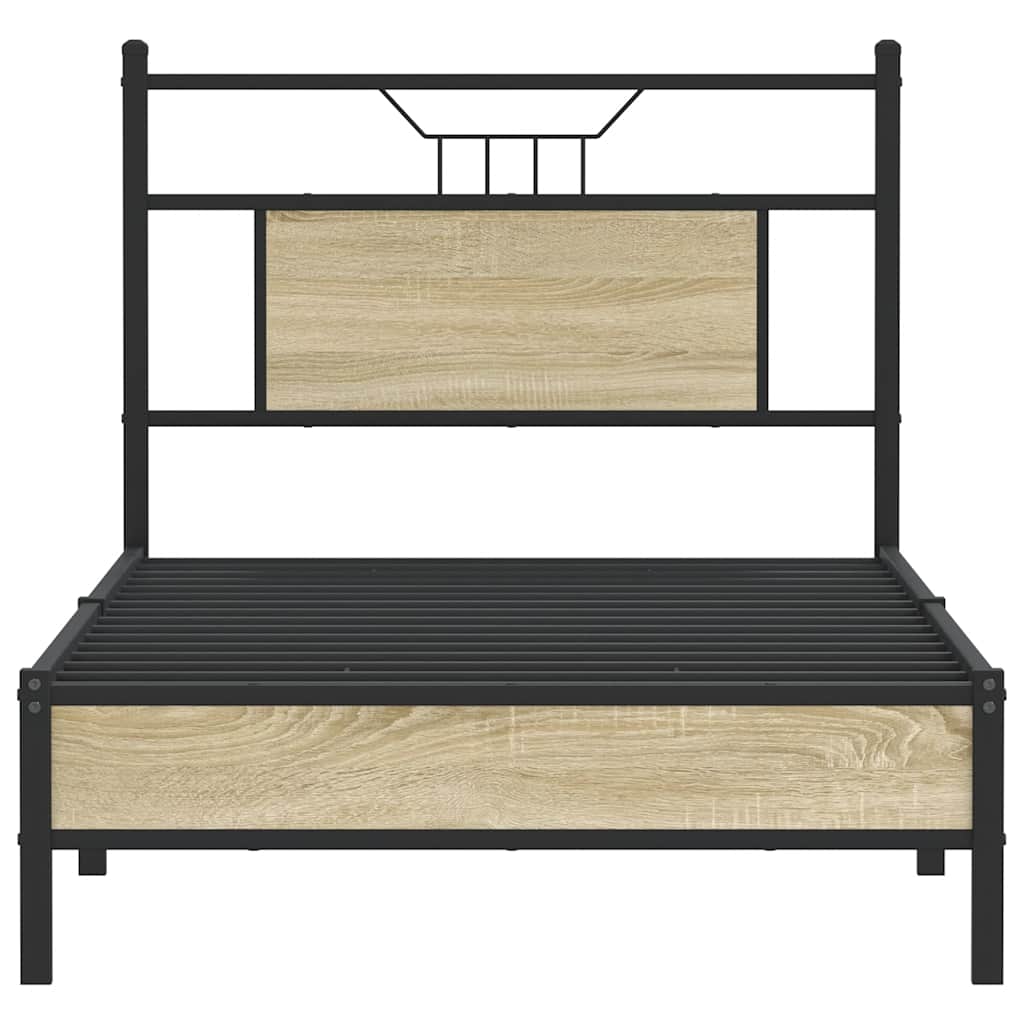 sonoma tölgy színű szerelt fa ágykeret matrac nélkül 75x190 cm