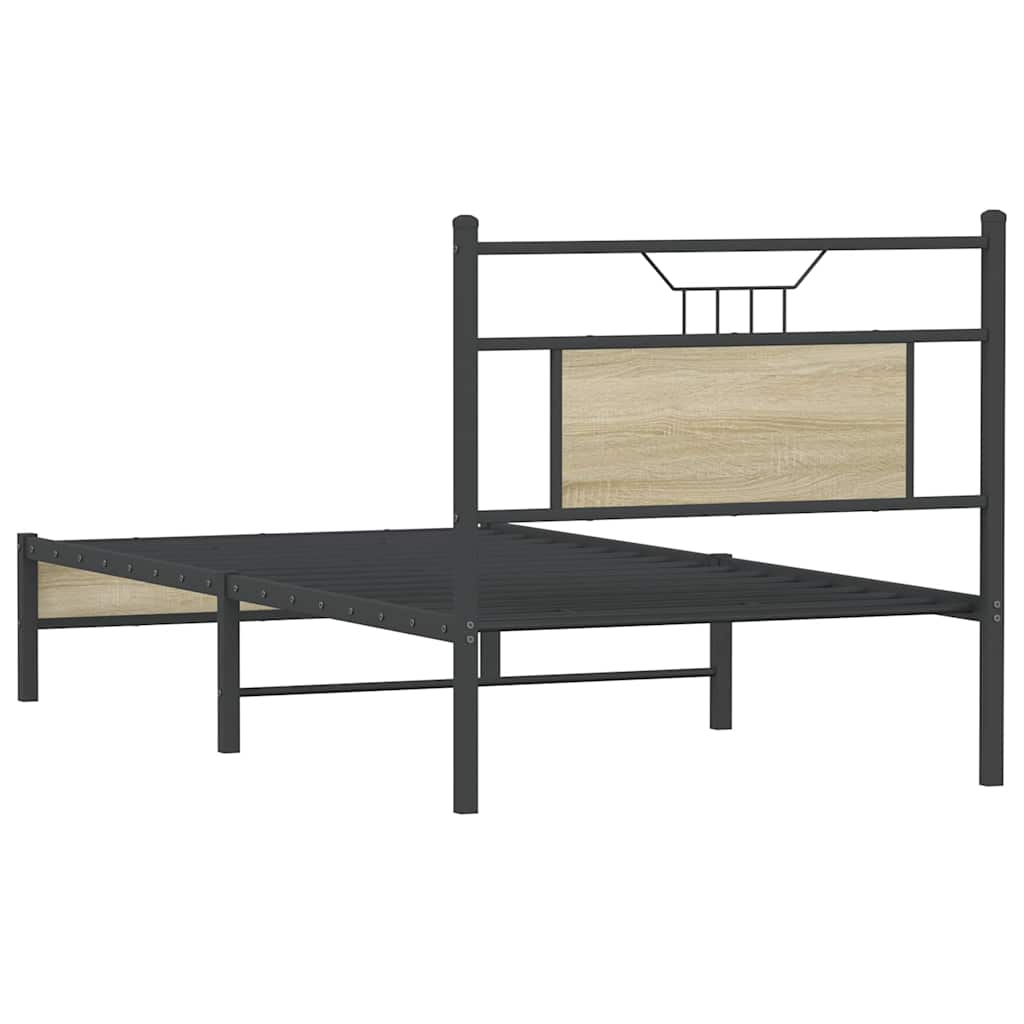sonoma tölgy színű szerelt fa ágykeret matrac nélkül 80x200 cm