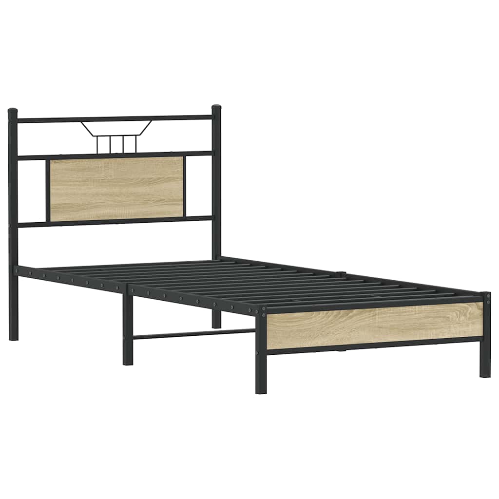 sonoma tölgy színű szerelt fa ágykeret matrac nélkül 90x200 cm