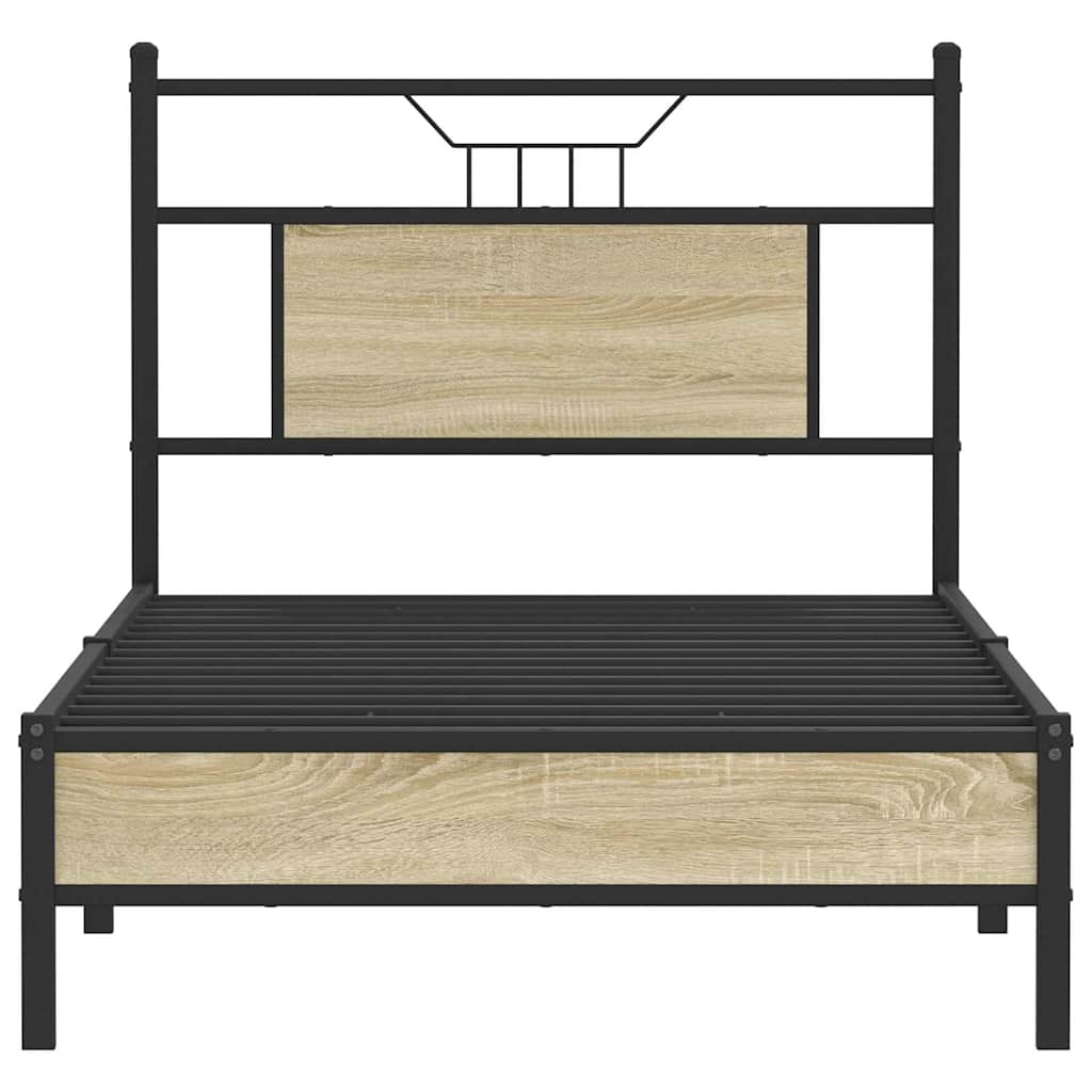 sonoma tölgy színű szerelt fa ágykeret matrac nélkül 90x200 cm