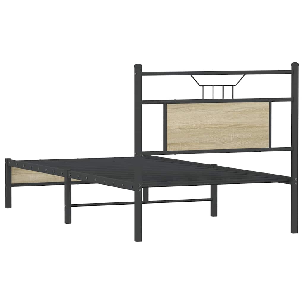 sonoma tölgy színű szerelt fa ágykeret matrac nélkül 90x200 cm