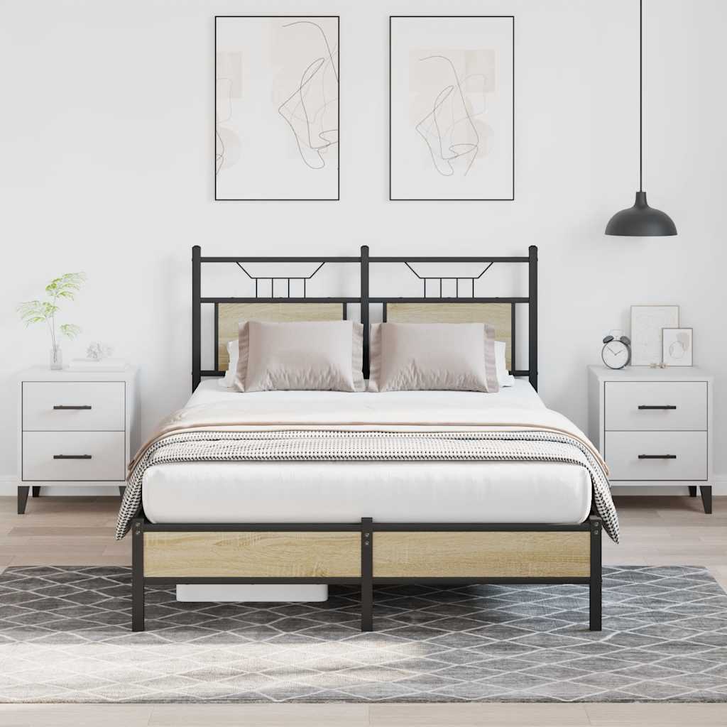 sonoma tölgy színű szerelt fa ágykeret matrac nélkül 120x190 cm