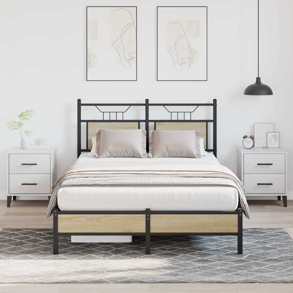 sonoma tölgy színű szerelt fa ágykeret matrac nélkül 120x200 cm