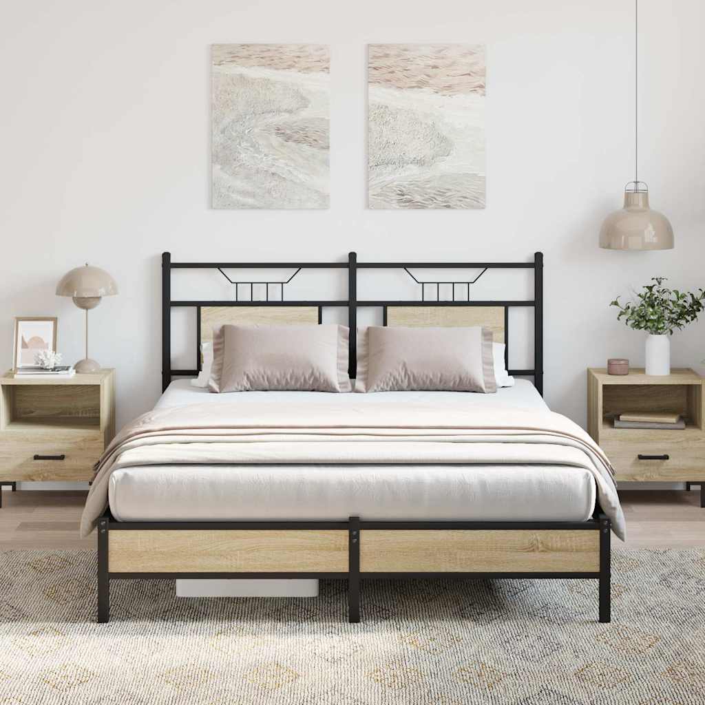 sonoma tölgy színű szerelt fa ágykeret matrac nélkül 140x190 cm