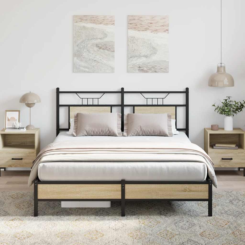 sonoma tölgy színű szerelt fa ágykeret matrac nélkül 140x200 cm