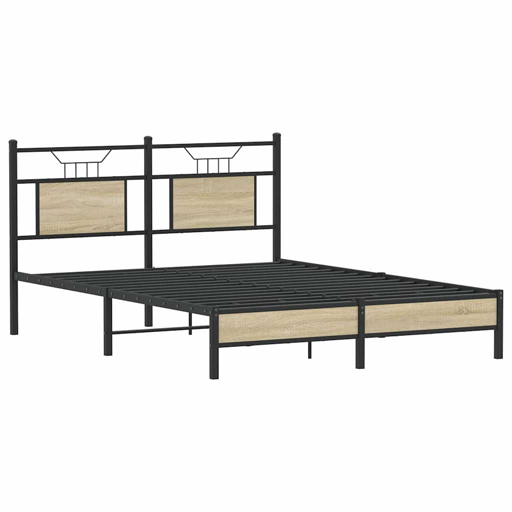 sonoma tölgy színű szerelt fa ágykeret matrac nélkül 150x200 cm