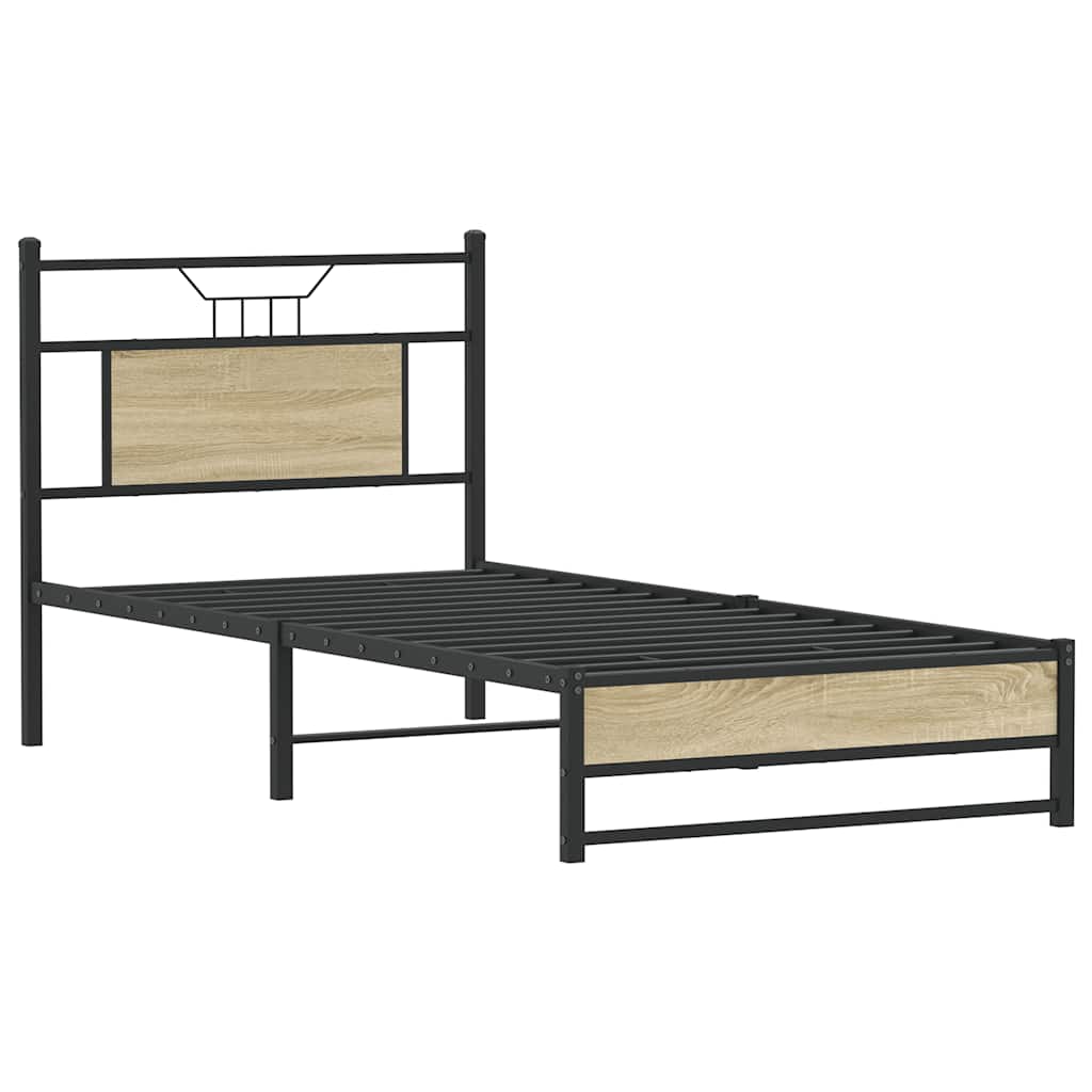 sonoma tölgy színű szerelt fa ágykeret matrac nélkül 75x190 cm
