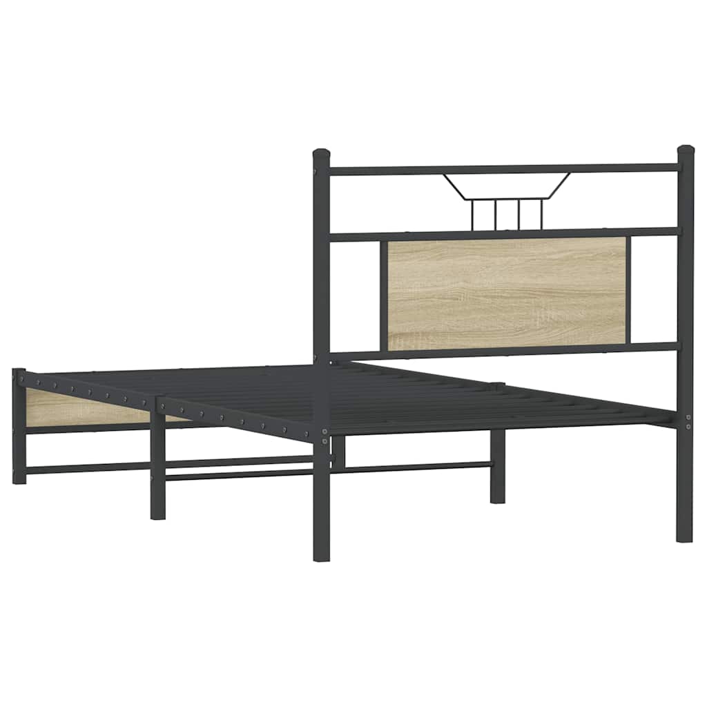 sonoma tölgy színű szerelt fa ágykeret matrac nélkül 75x190 cm
