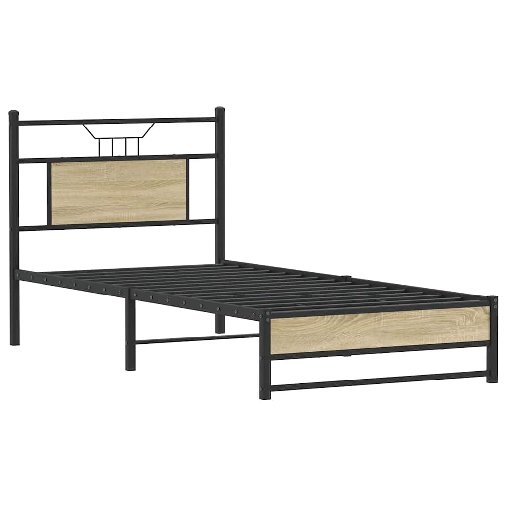 sonoma tölgy színű szerelt fa ágykeret matrac nélkül 80x200 cm