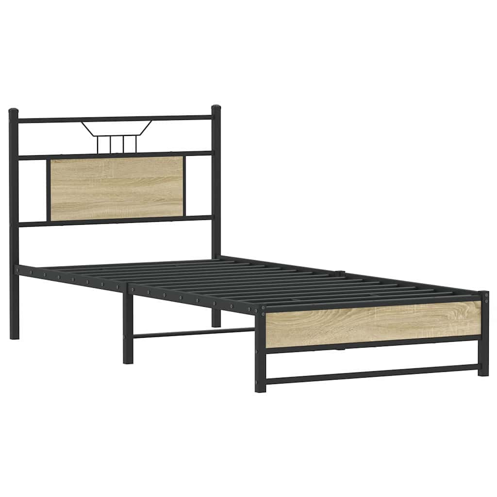 sonoma tölgy színű szerelt fa ágykeret matrac nélkül 90x200 cm
