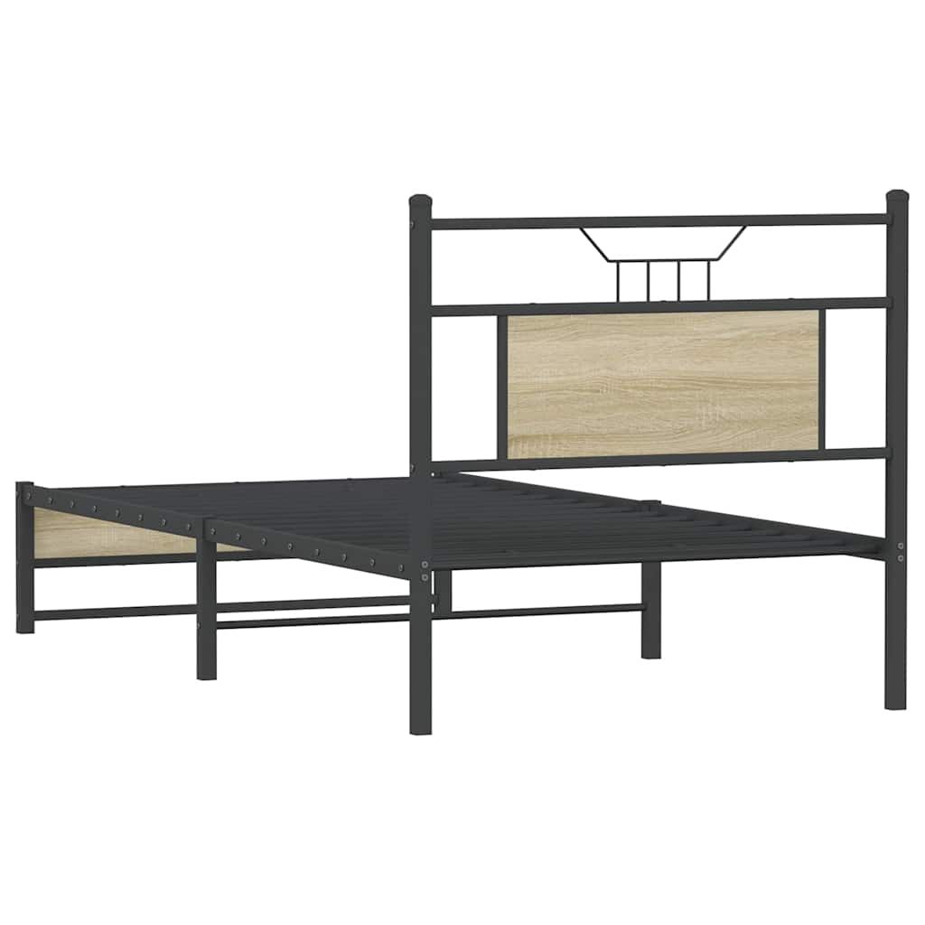sonoma tölgy színű szerelt fa ágykeret matrac nélkül 90x200 cm