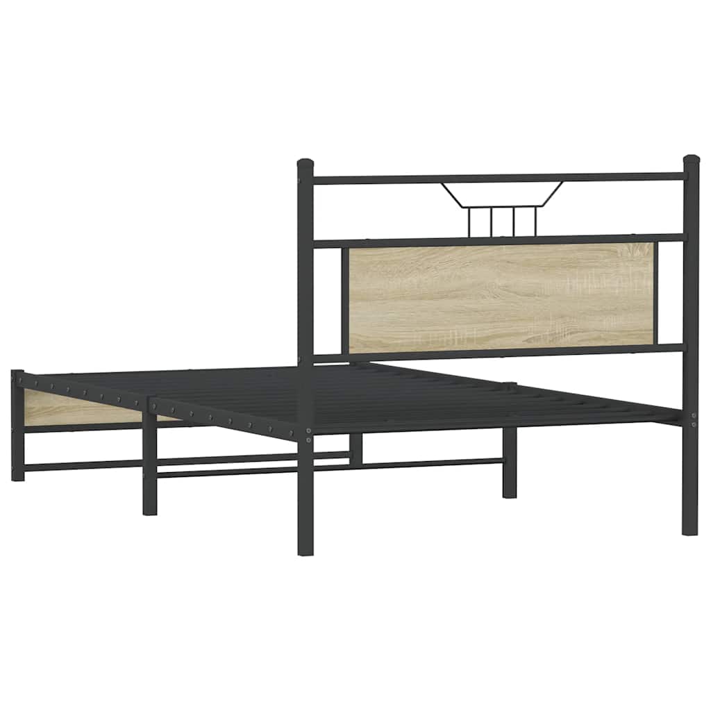 sonoma tölgy színű szerelt fa ágykeret matrac nélkül 100x200 cm