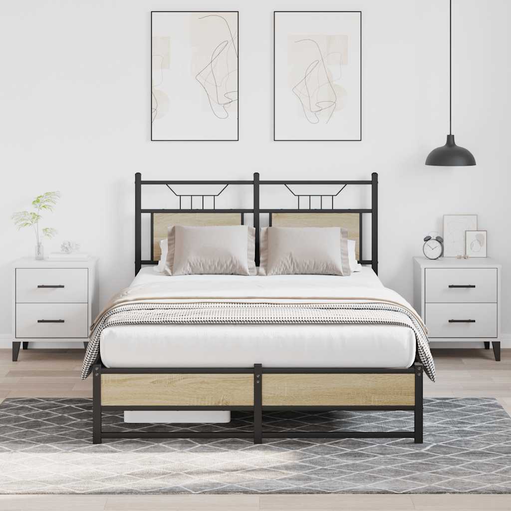 sonoma tölgy színű szerelt fa ágykeret matrac nélkül 120x190 cm