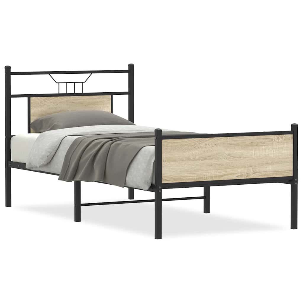 sonoma tölgy színű szerelt fa ágykeret matrac nélkül 75x190 cm