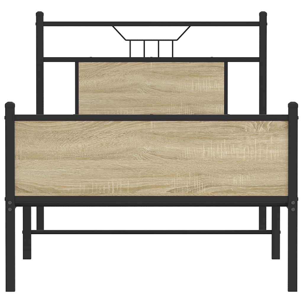 sonoma tölgy színű szerelt fa ágykeret matrac nélkül 75x190 cm