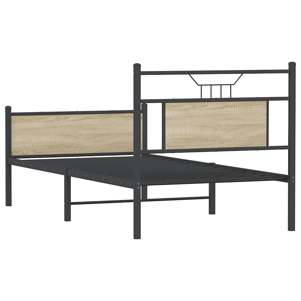 sonoma tölgy színű szerelt fa ágykeret matrac nélkül 75x190 cm