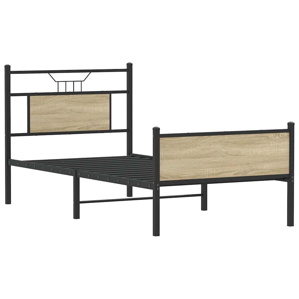 sonoma tölgy színű szerelt fa ágykeret matrac nélkül 80x200 cm