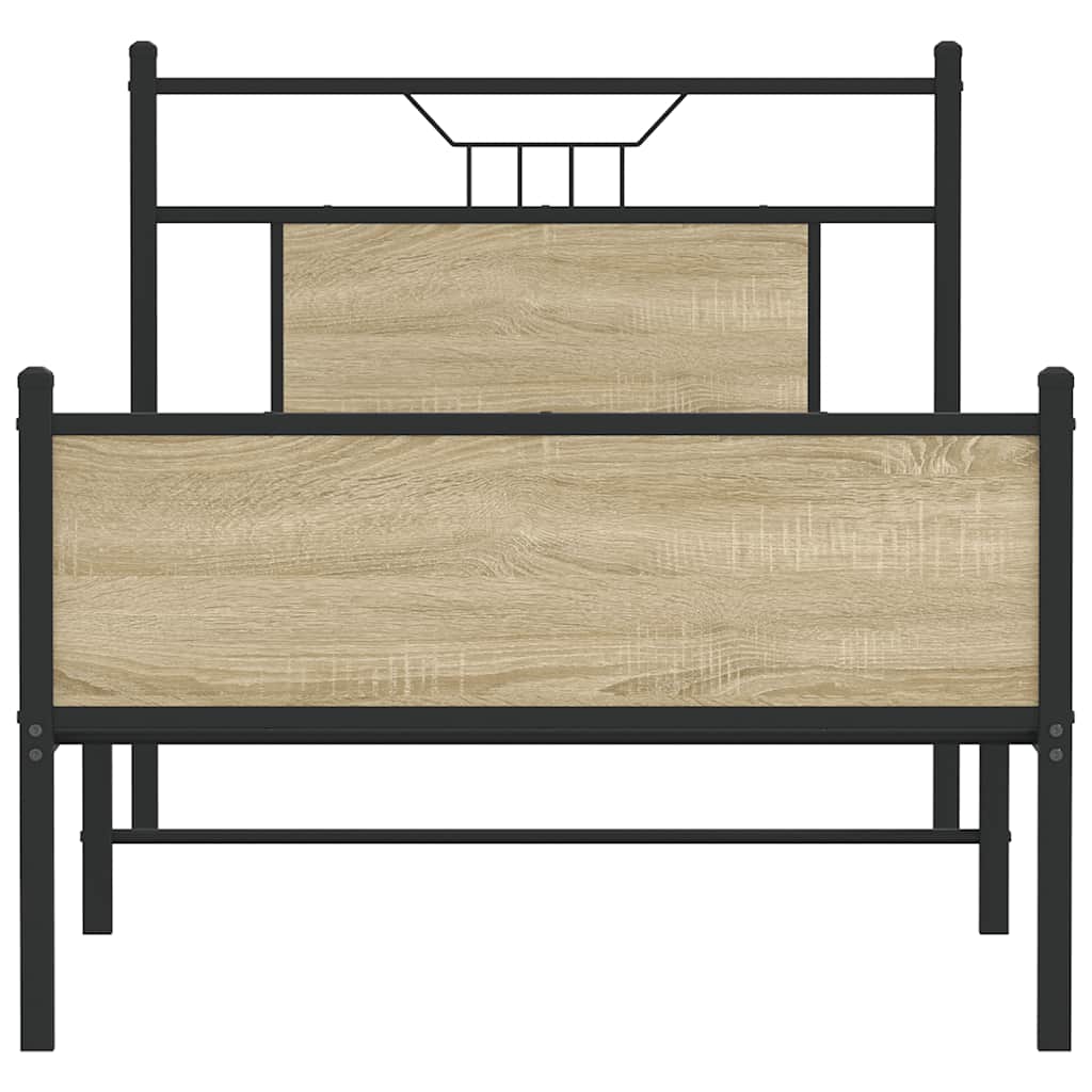 sonoma tölgy színű szerelt fa ágykeret matrac nélkül 80x200 cm