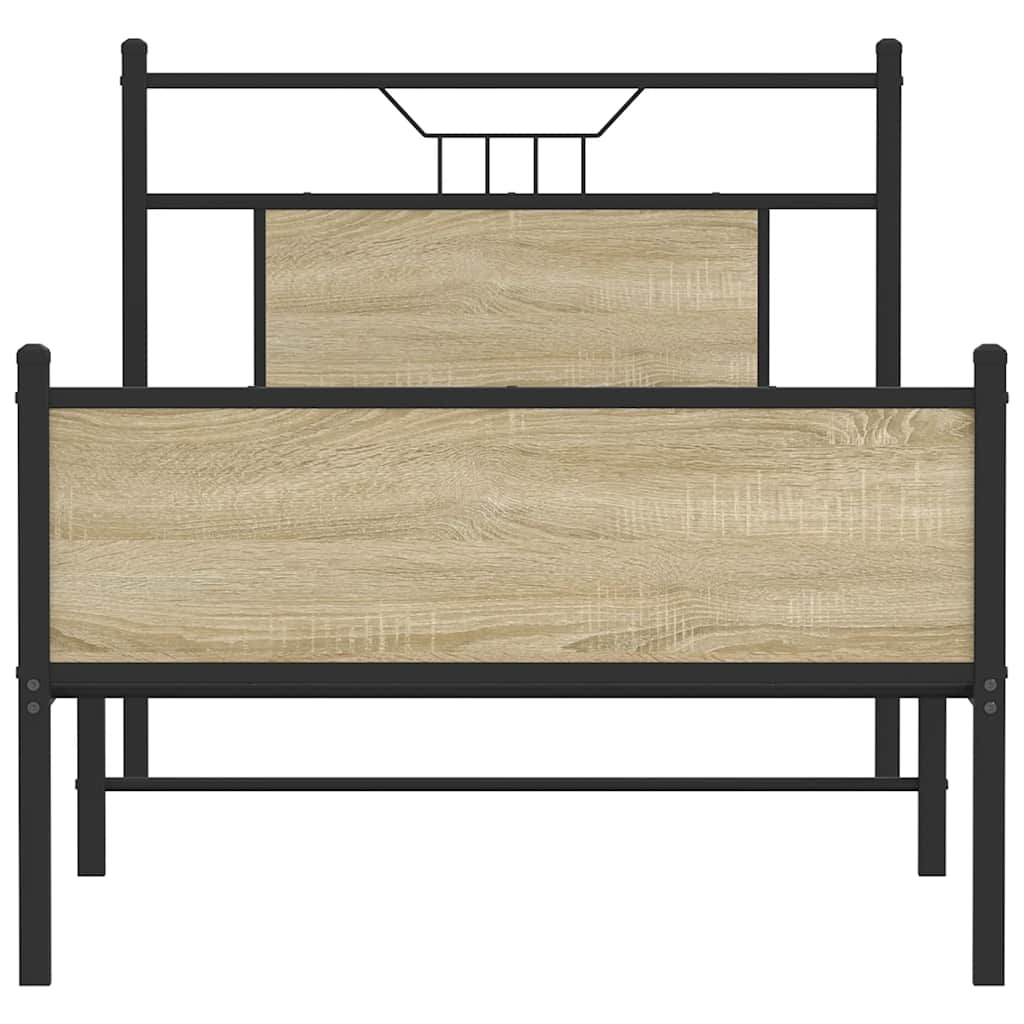 sonoma tölgy színű szerelt fa ágykeret matrac nélkül 90x200 cm