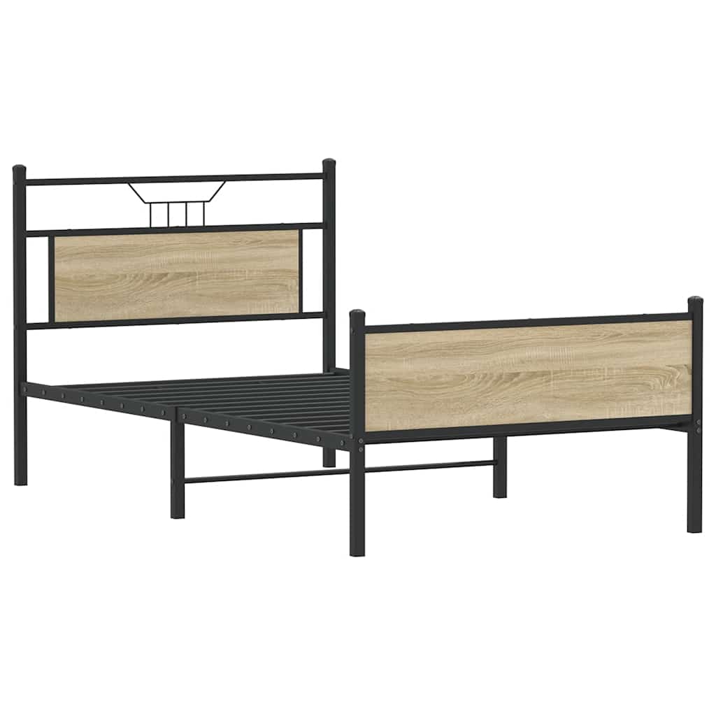 sonoma tölgy színű szerelt fa ágykeret matrac nélkül 100x200 cm