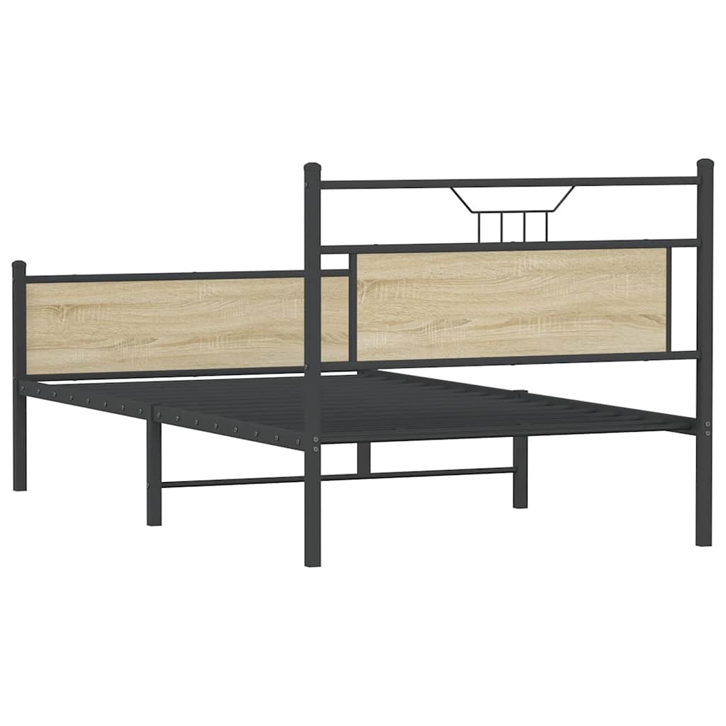sonoma tölgy színű szerelt fa ágykeret matrac nélkül 100x200 cm