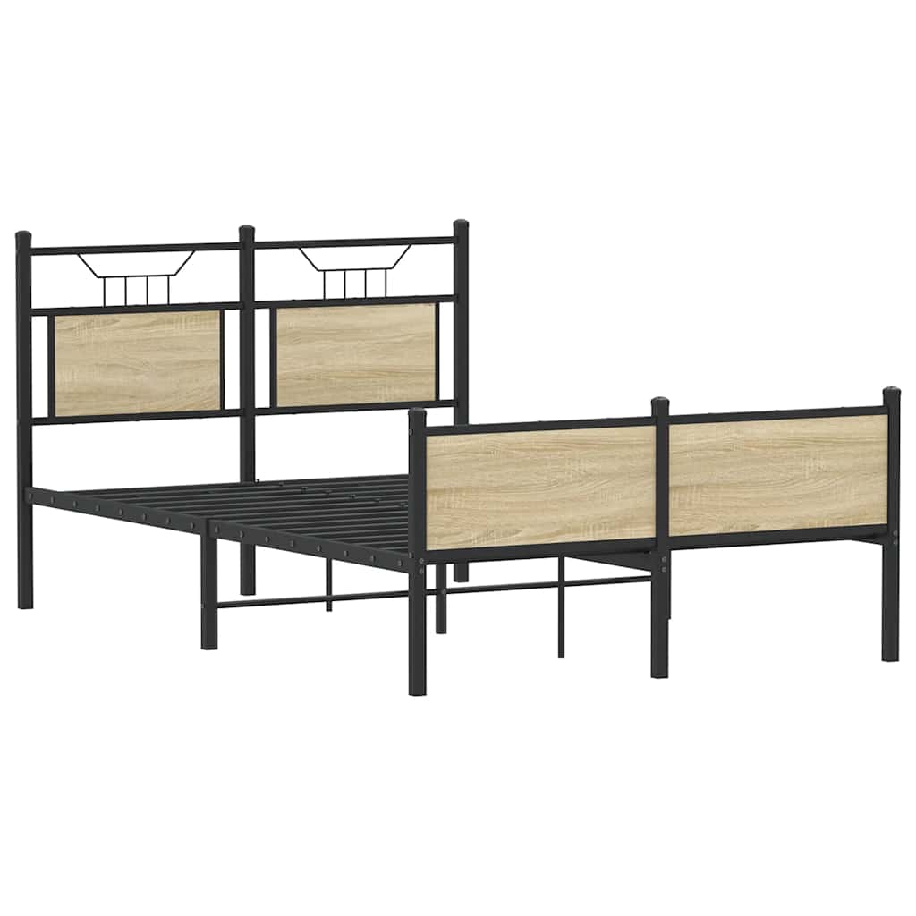 sonoma tölgy színű szerelt fa ágykeret matrac nélkül 120x200 cm