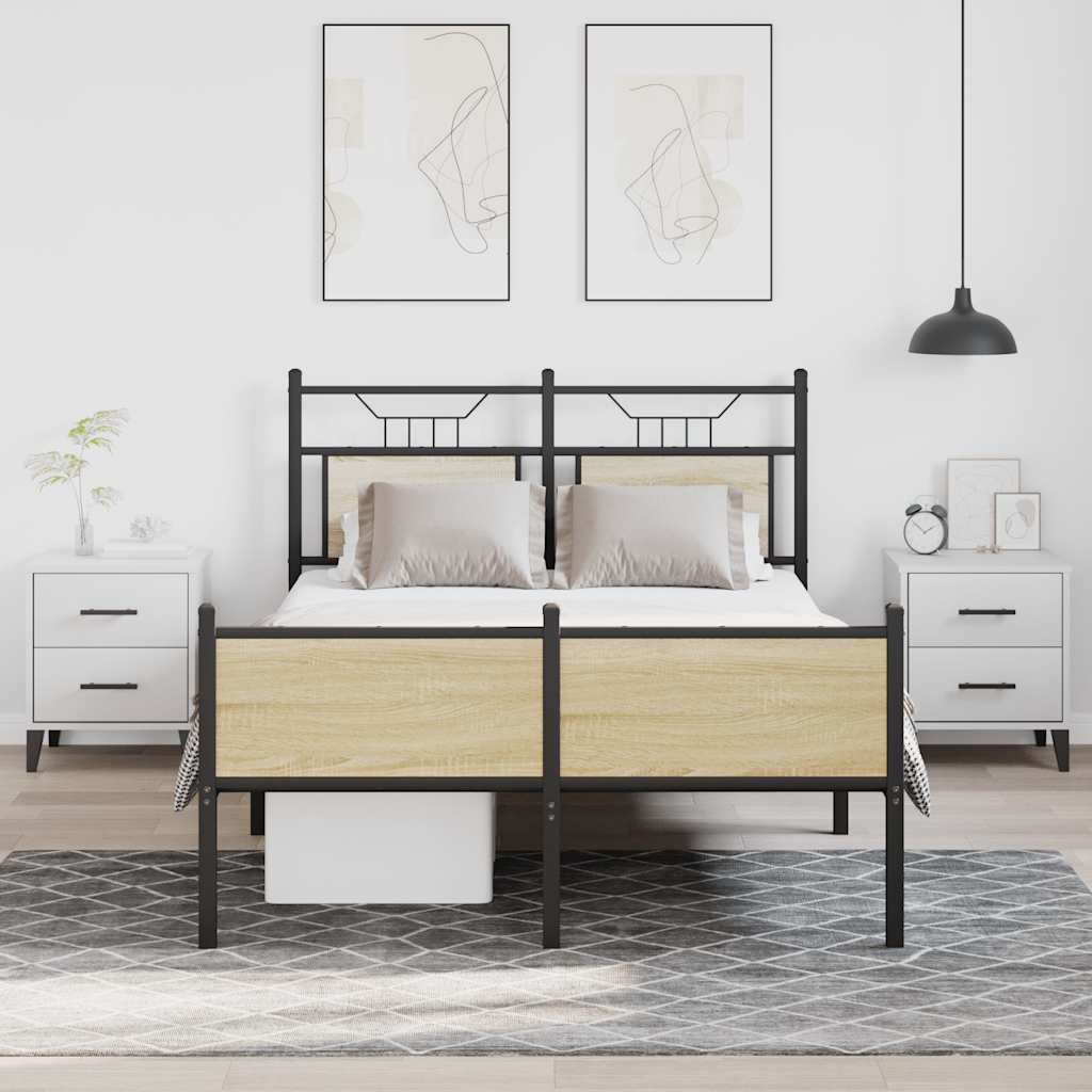sonoma tölgy színű szerelt fa ágykeret matrac nélkül 120x200 cm